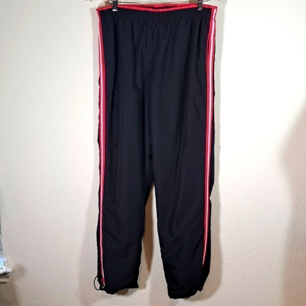 BCG Women’s Track Pants Joggers Size L Black Pink Stripe Elastic Waist Pockets